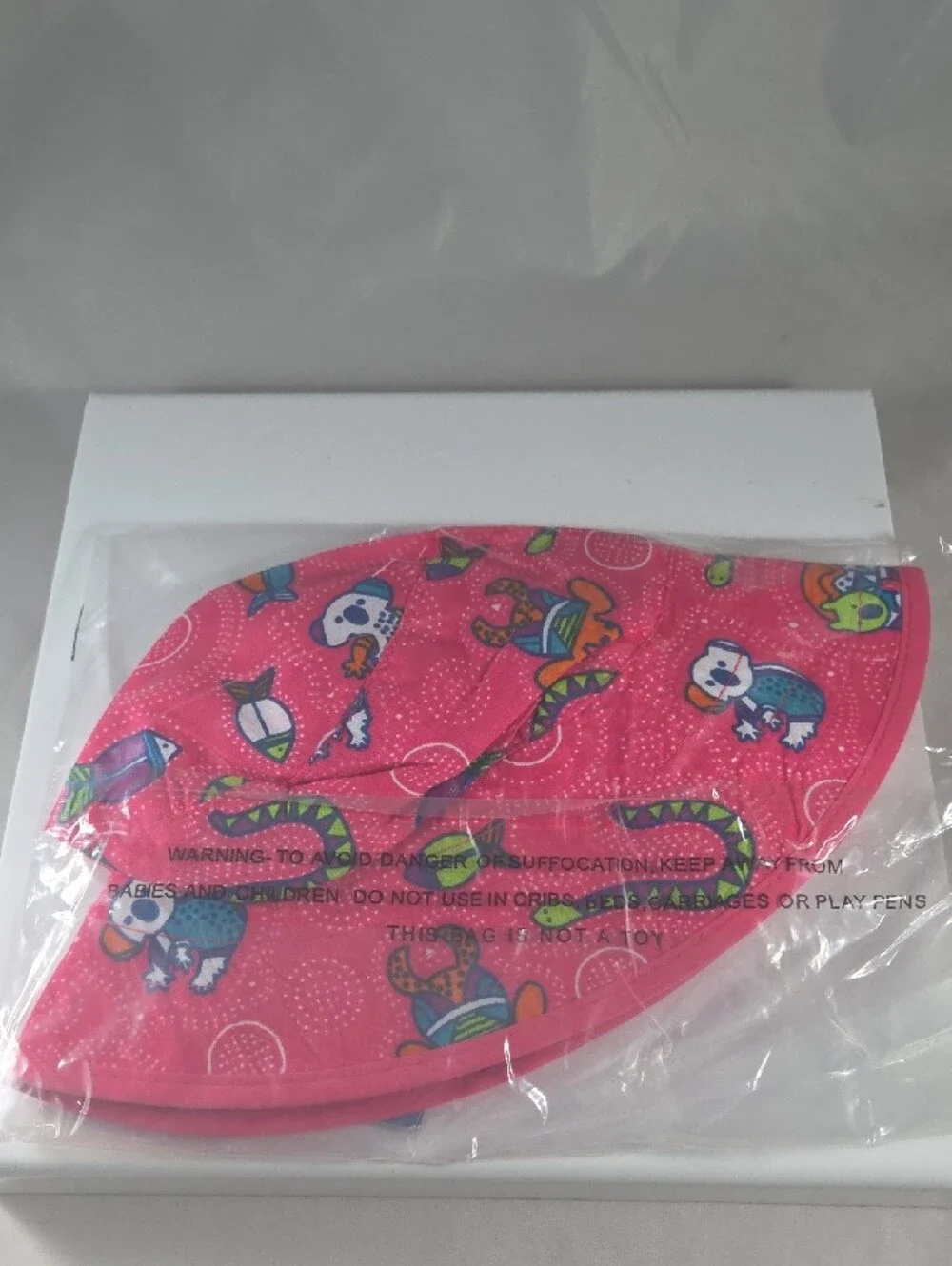 BaBy BanZ Hot Pink Sun Hat with Multicolor Sea Creature Print